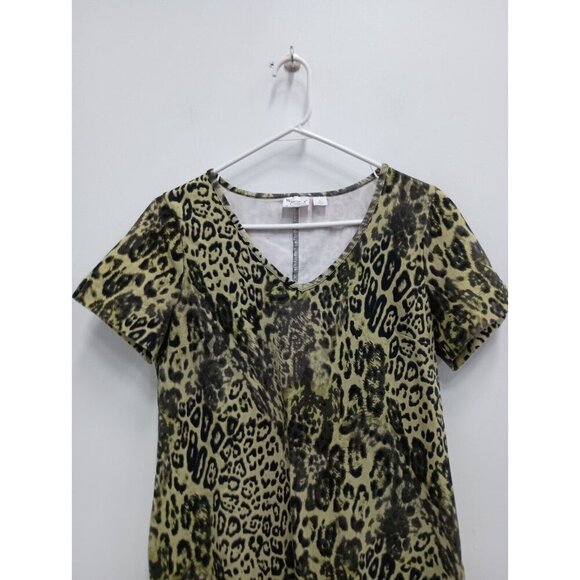 Women With Control Womens Animal Print T-Shirt Dress Medium Multi V-Neck - Picture 3 of 8